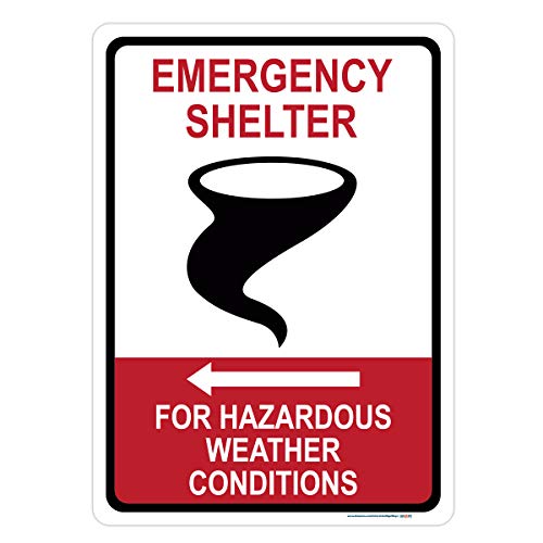 Emergency Shelter for Weather (Arrow Left) Sign