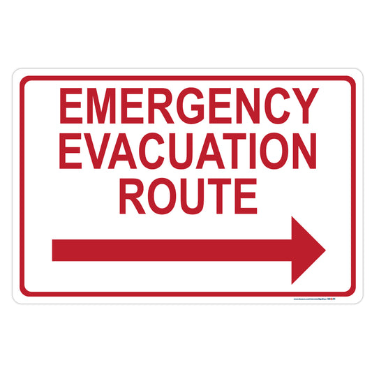 Emergency Evacuation Route (Arrow Right) Sign