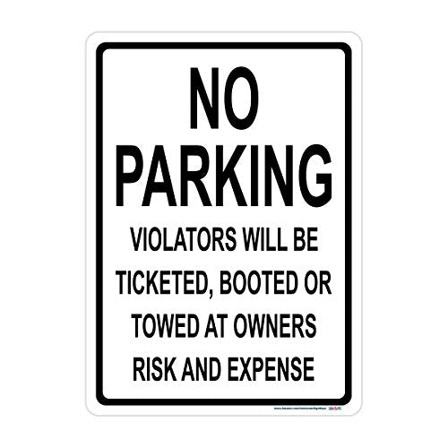 No Parking Violators Towed Black Sign