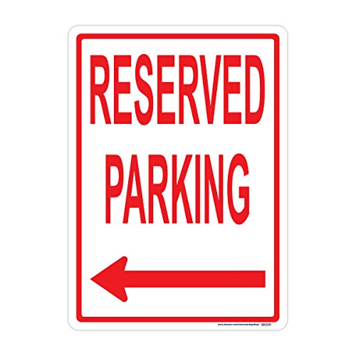 Reserved Parking Left Arrow (Red) Sign