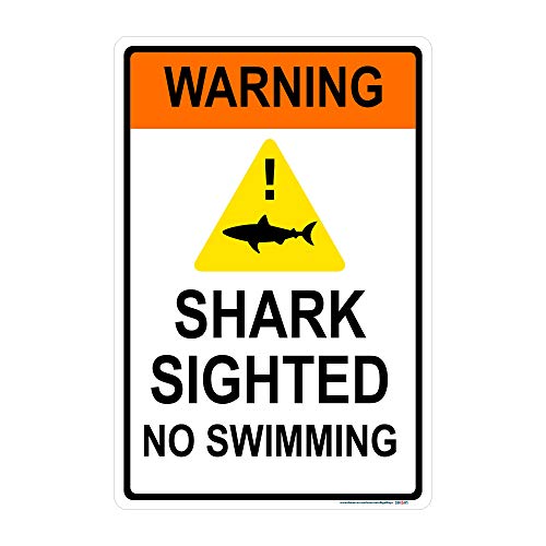 Warning! Shark Sighted, No Swimming Beach Sign
