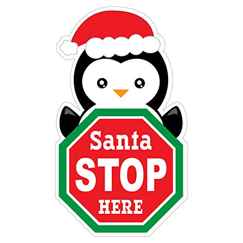  Christmas Penguin Santa Stop Here Sign