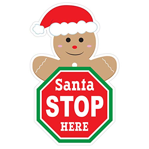  Christmas Gingerbread Man Santa Stop Here Sign