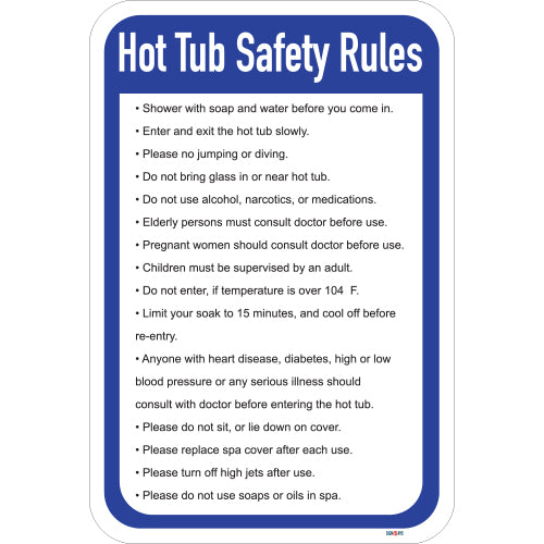 Hot Tub Safety Rules Sign