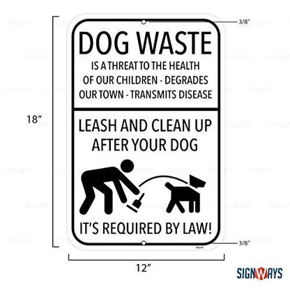 Dog Waste, Leash And Clean Up After Your Dog Sign