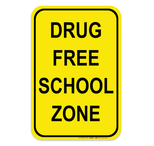 Drug Free School Zone Yellow / Black Sign