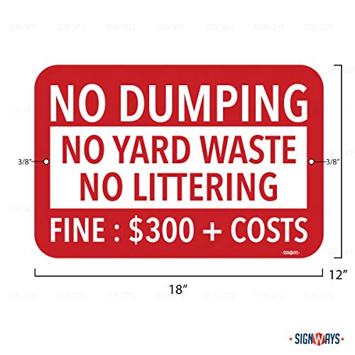 No Dumping, Yard Waste, Littering, Fine Sign