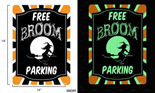Free Broom Parking Halloween Sign