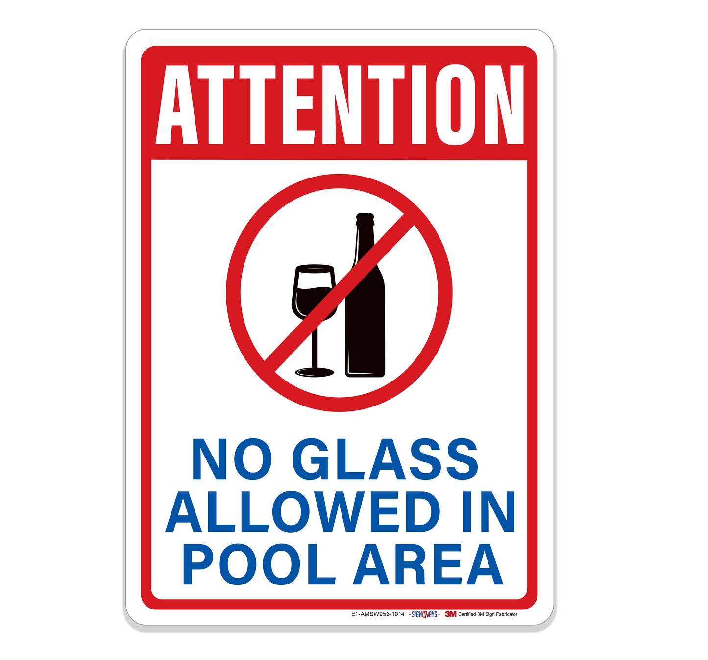 No Glass in Pool Area Sign