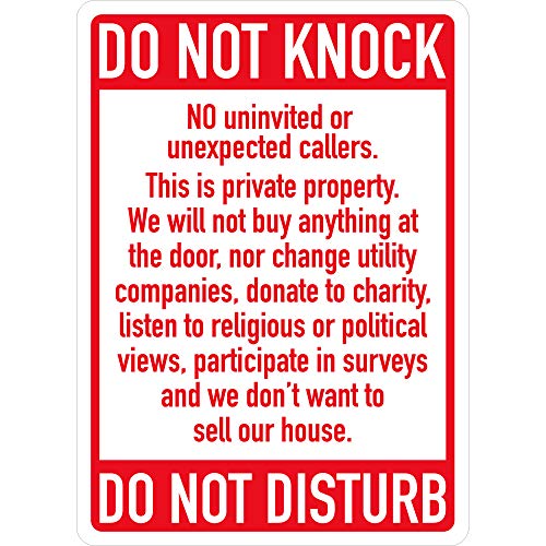 Do Not Knock/Disturb Sign,