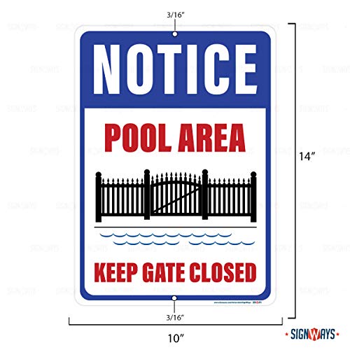 Pool Area Keep Gate Closed 10"x14" Sign 