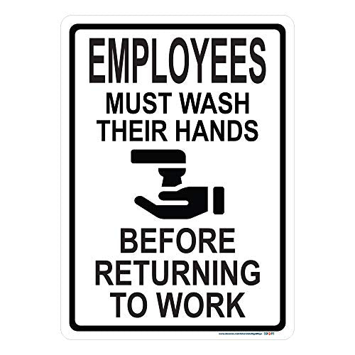 Employees Must Wash Their Hands (Image) Before Returning To Work Sign