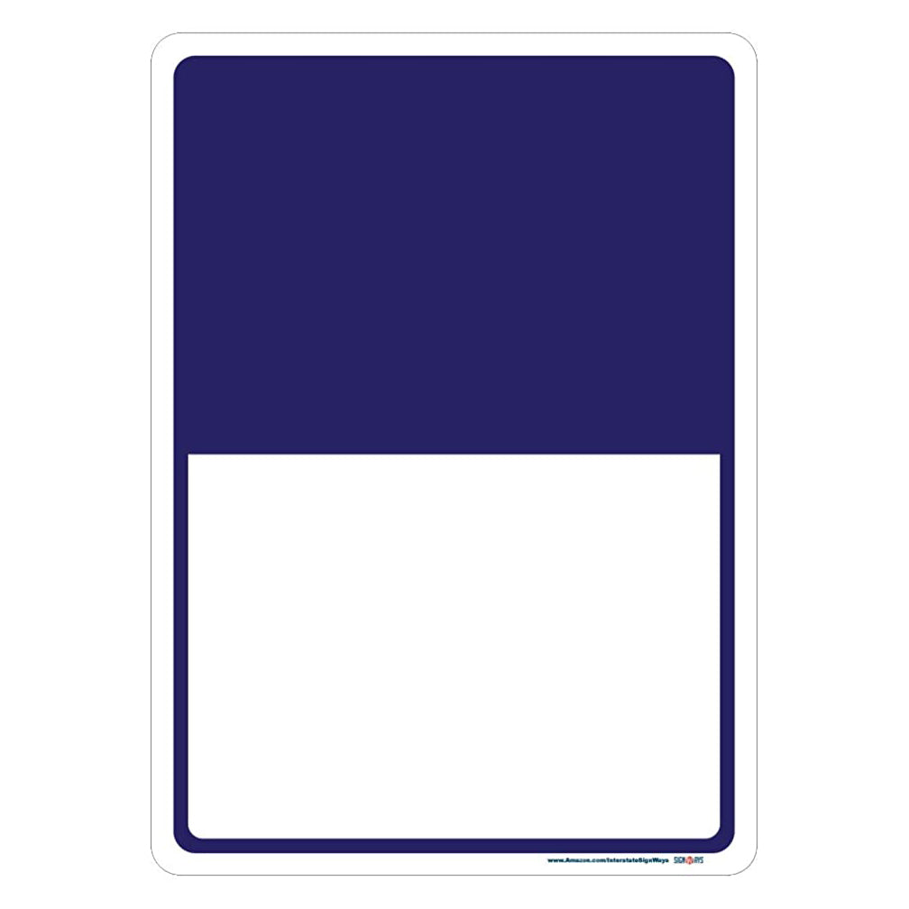 Customizable half dark blue half white sign