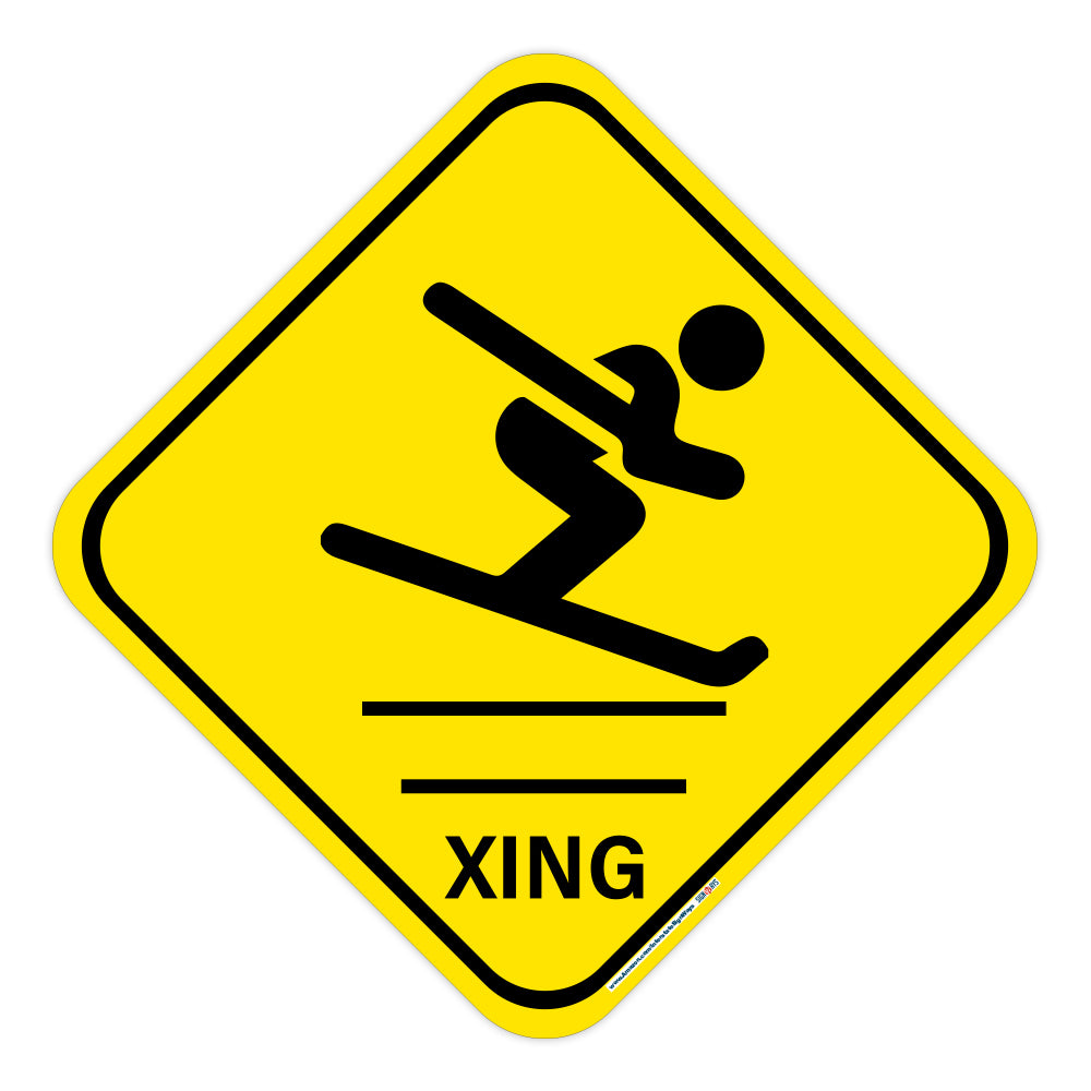 Ski Xing Warning Sign