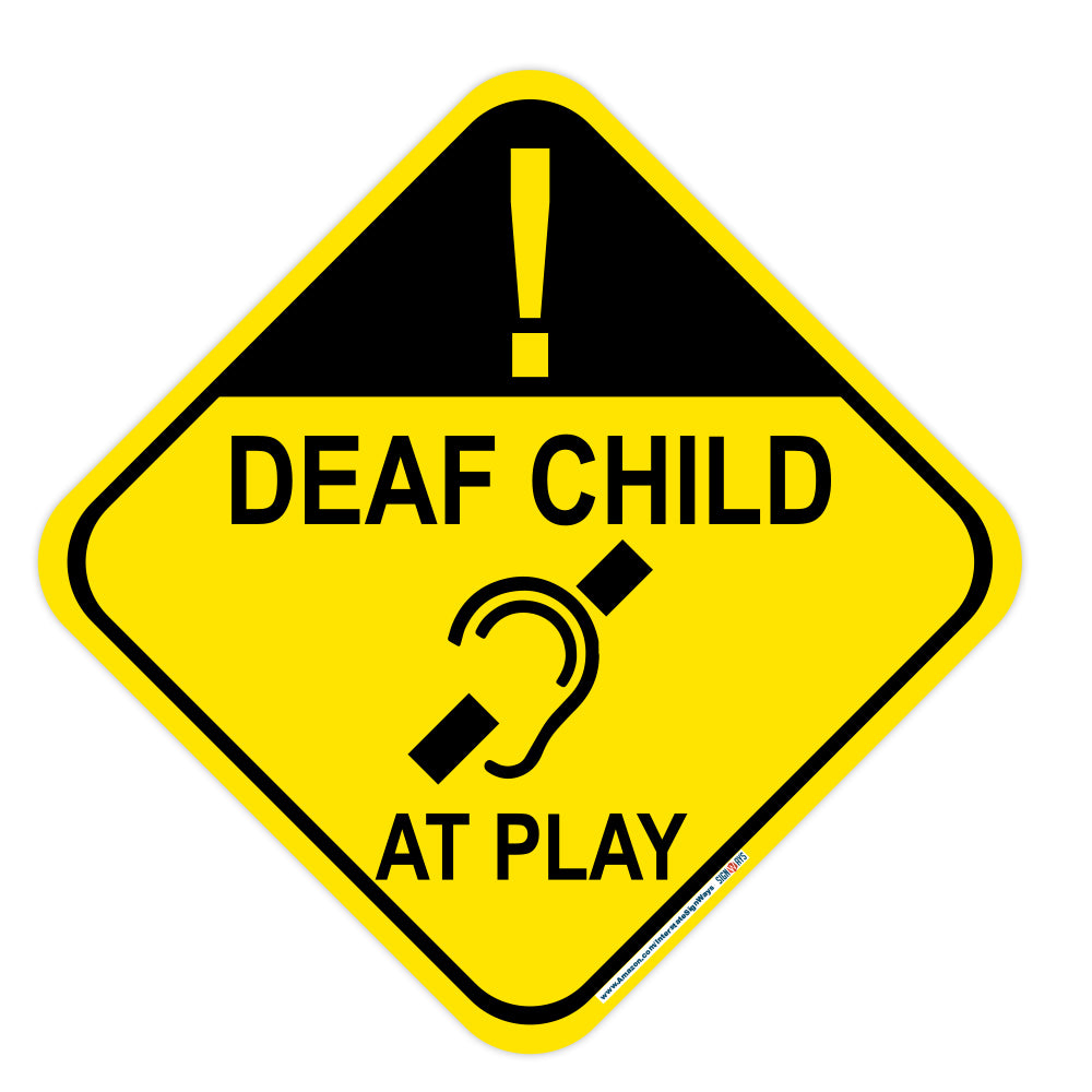 Warning! Deaf Child (Symbol) At Play Sign