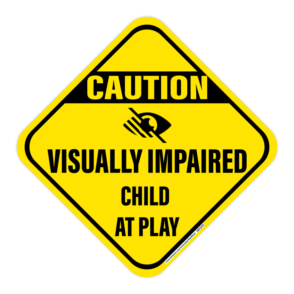 Caution! (symbol) Visually Impaired Child At Play Sign
