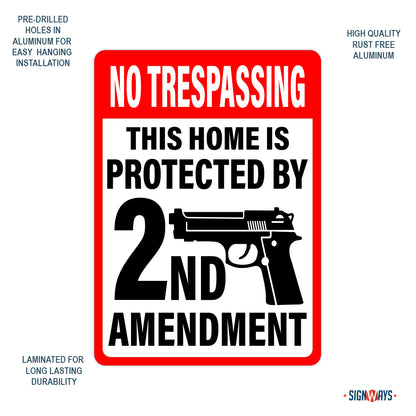 No Trespassing, This Home Is Protected By 2nd Amendment Sign