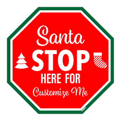 Personalized / Customizable Santa Stop Here 12"x12" Stop Sign Yard Kit