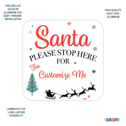 Personalized / Customizable Santa Stop Here Traditional Holiday Yard Sign Kit