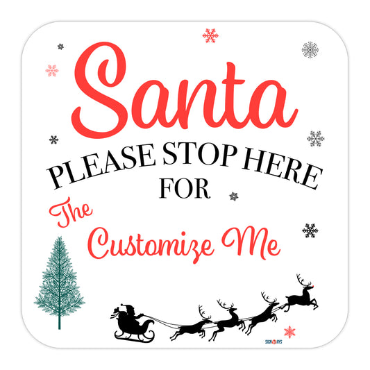 Personalized / Customizable Santa Stop Here Traditional Holiday Yard Sign Kit