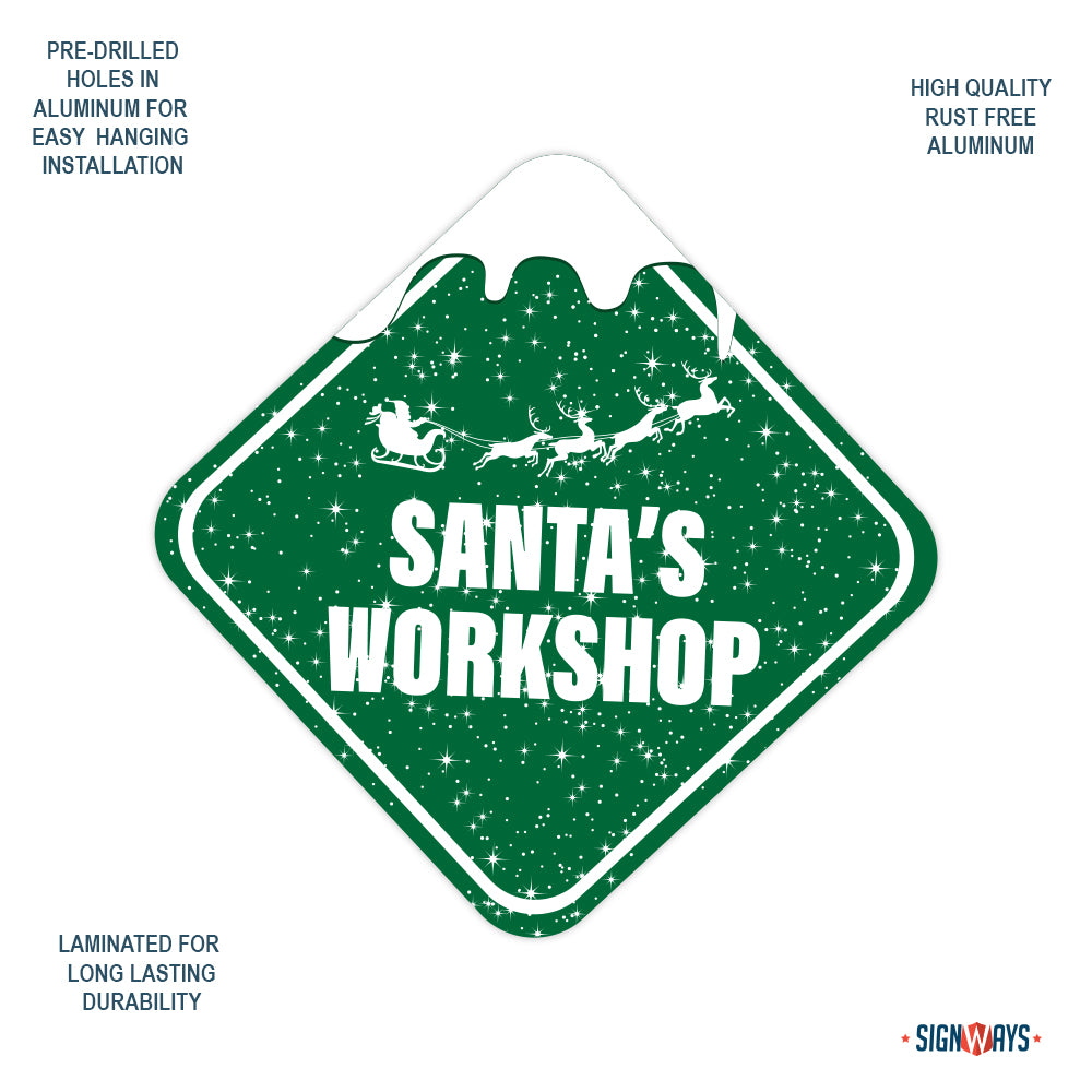 Snowy Santa's Workshop Sign