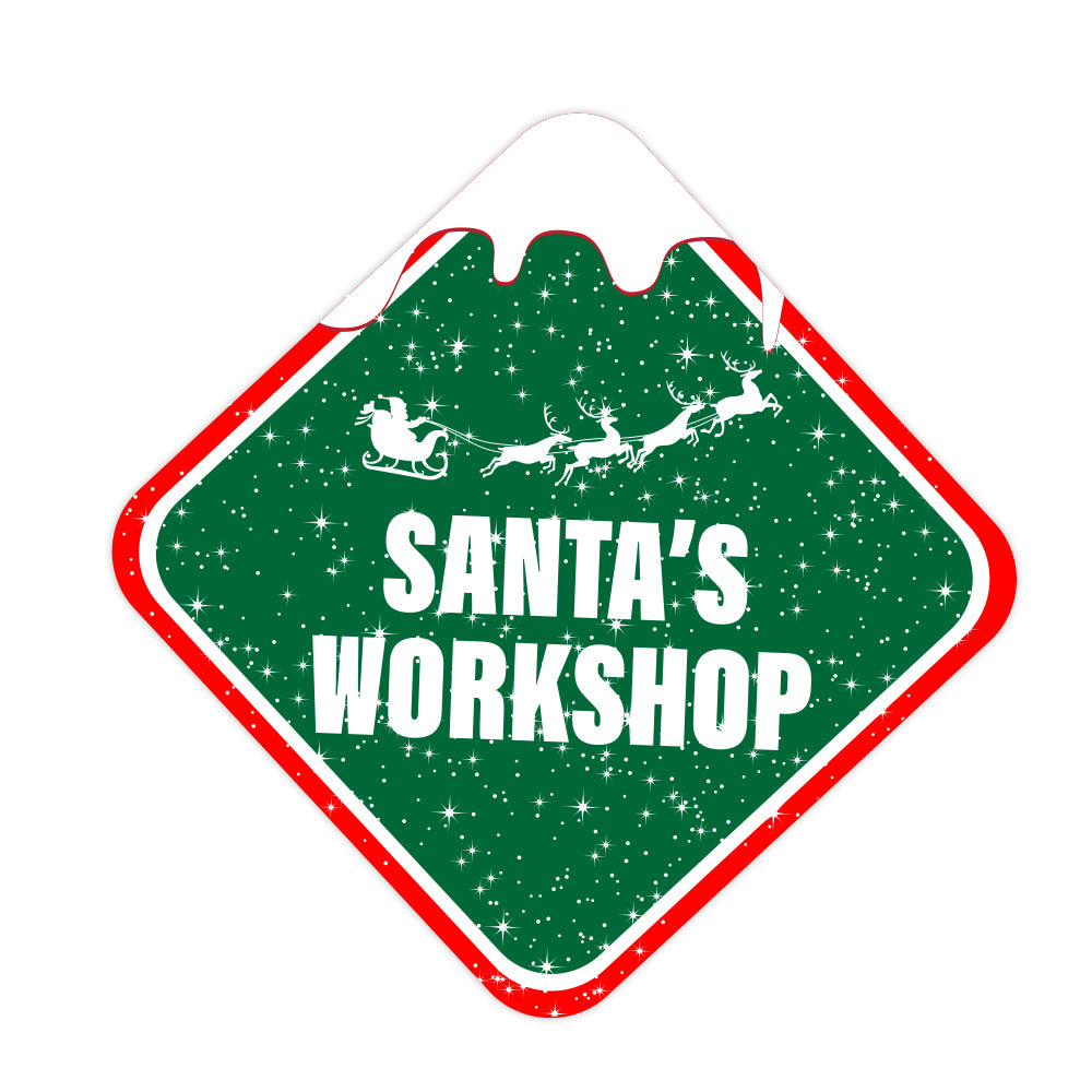 Snowy Santa's Workshop Sign