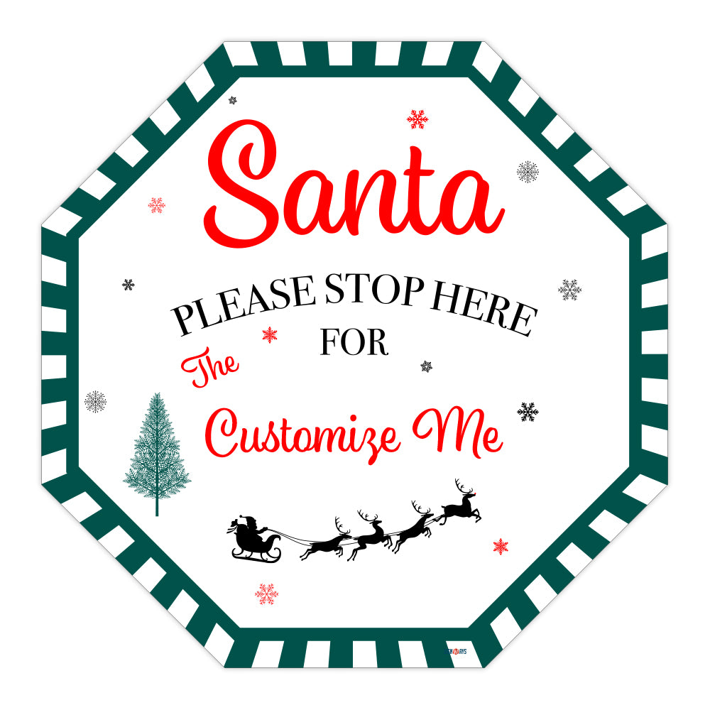 Personalized / Customizable Classic Santa Stop Here 12"x12" Stop Sign Yard Kit