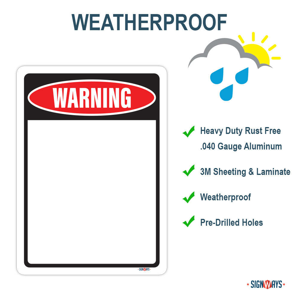 Customizable Warning Sign – Signs By SignWays