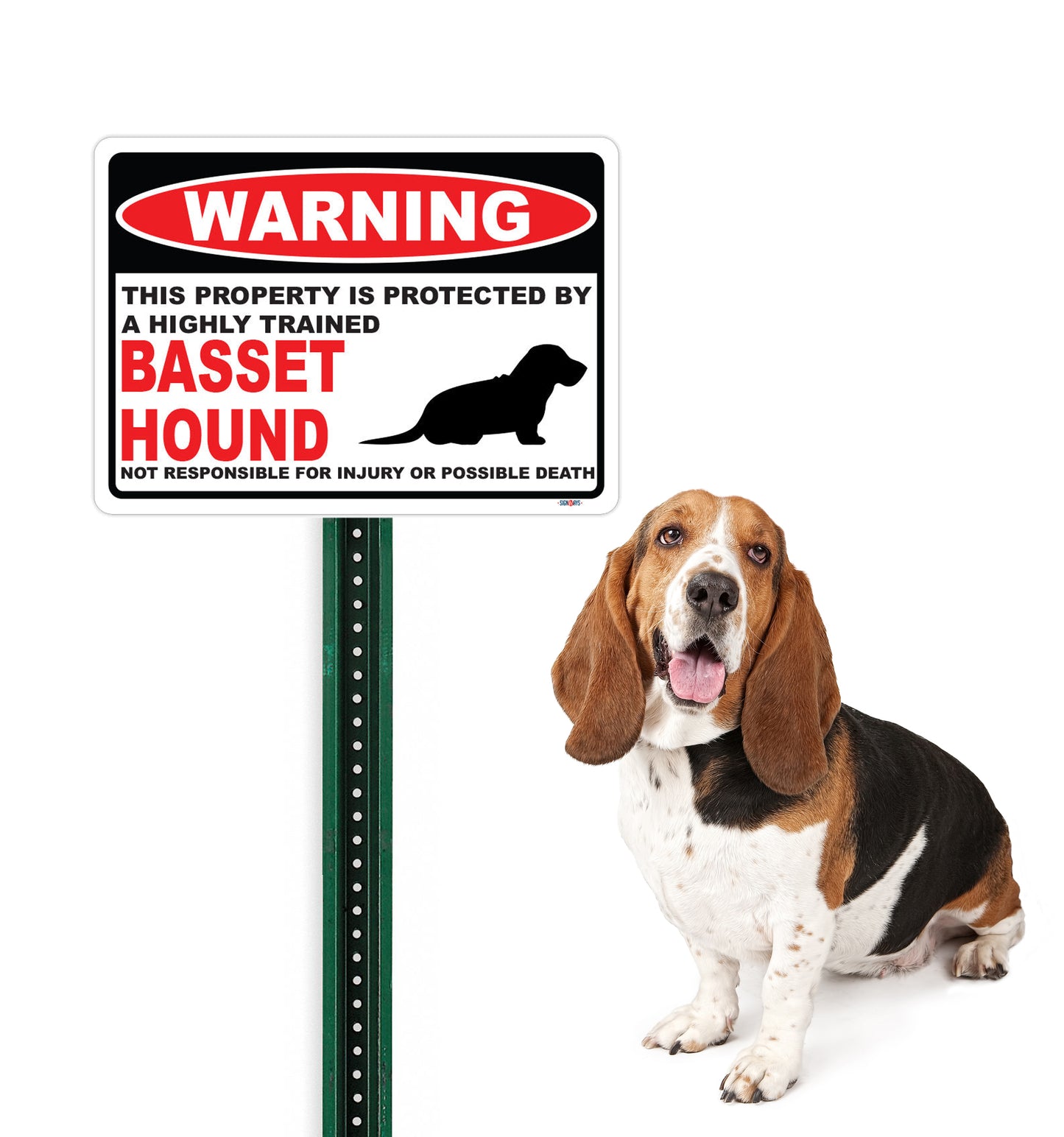 Beware of Basset Hound Dog Sign