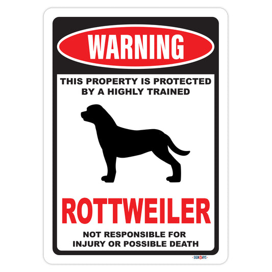 Warning! This Property Is Protected By Rottweiler Sign