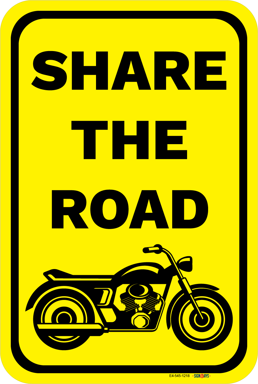 Share The Road (Cruiser Motorcycle Image) Sign