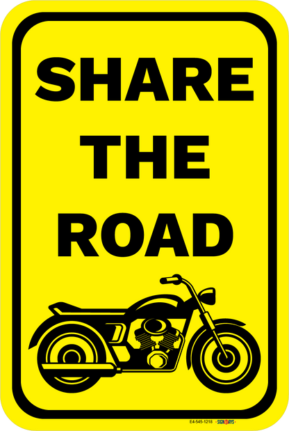 Share The Road (Cruiser Motorcycle Image) Sign