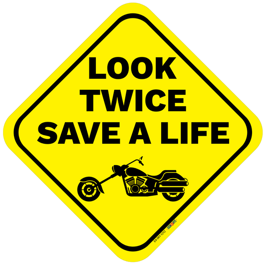 Look Twice, Save A Life (Chopper Motorcycle Image) Sign