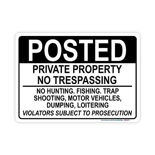 Posted, Private Property No Trespassing Horizontal Sign
