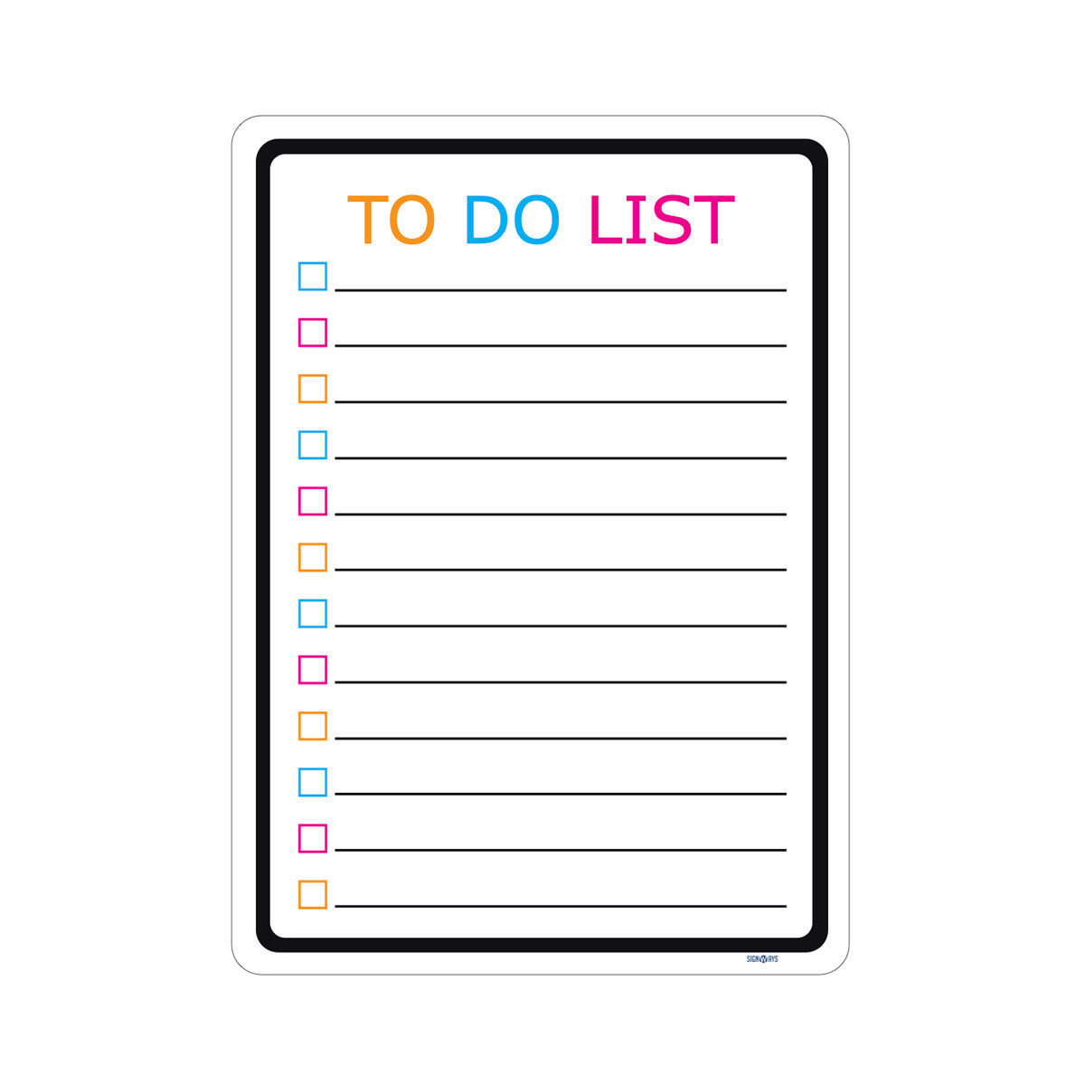 Dry Erase Colorful To-Do List Sign - High Quality Aluminum, Easy to Clean & Easy to Store