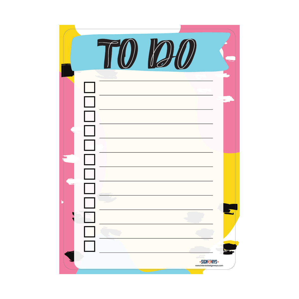 Dry Erase Abstract Art To-Do List Sign - High Quality Aluminum, Easy to Clean & Easy to Store