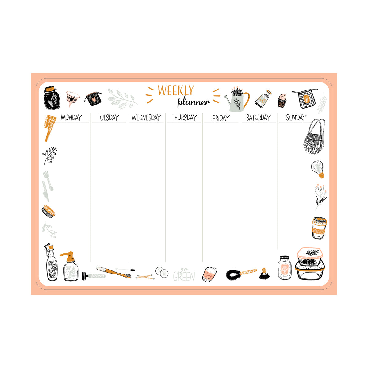 Dry Erase Weekly Planner Sign - High Quality Aluminum, Easy to Clean & Easy to Store