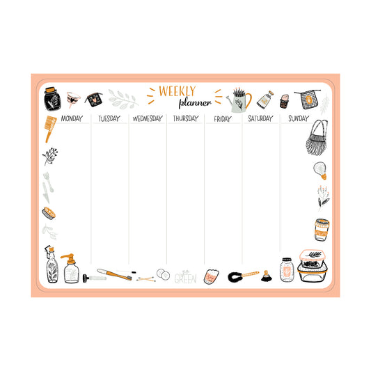 Dry Erase Weekly Planner Sign - High Quality Aluminum, Easy to Clean & Easy to Store