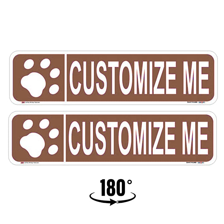 Customizable Paw Print Street Signs double sided brown