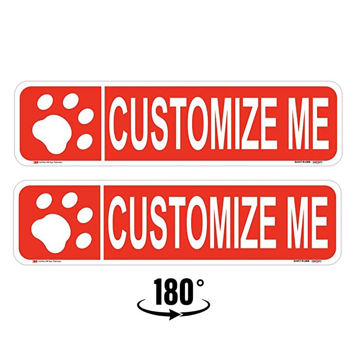Customizable Paw Print Street Signs double sided red