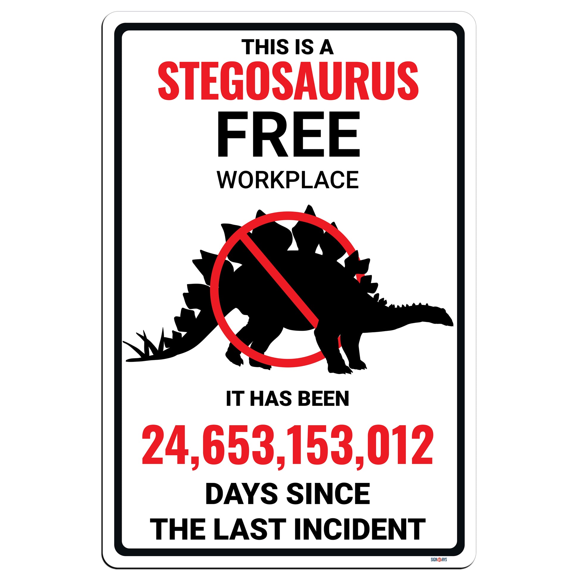 Stegosaurus Free Workplace Dinosaur Sign