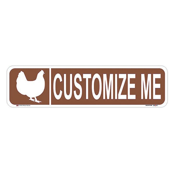 Customizable Chicken Street Signs single sided brown