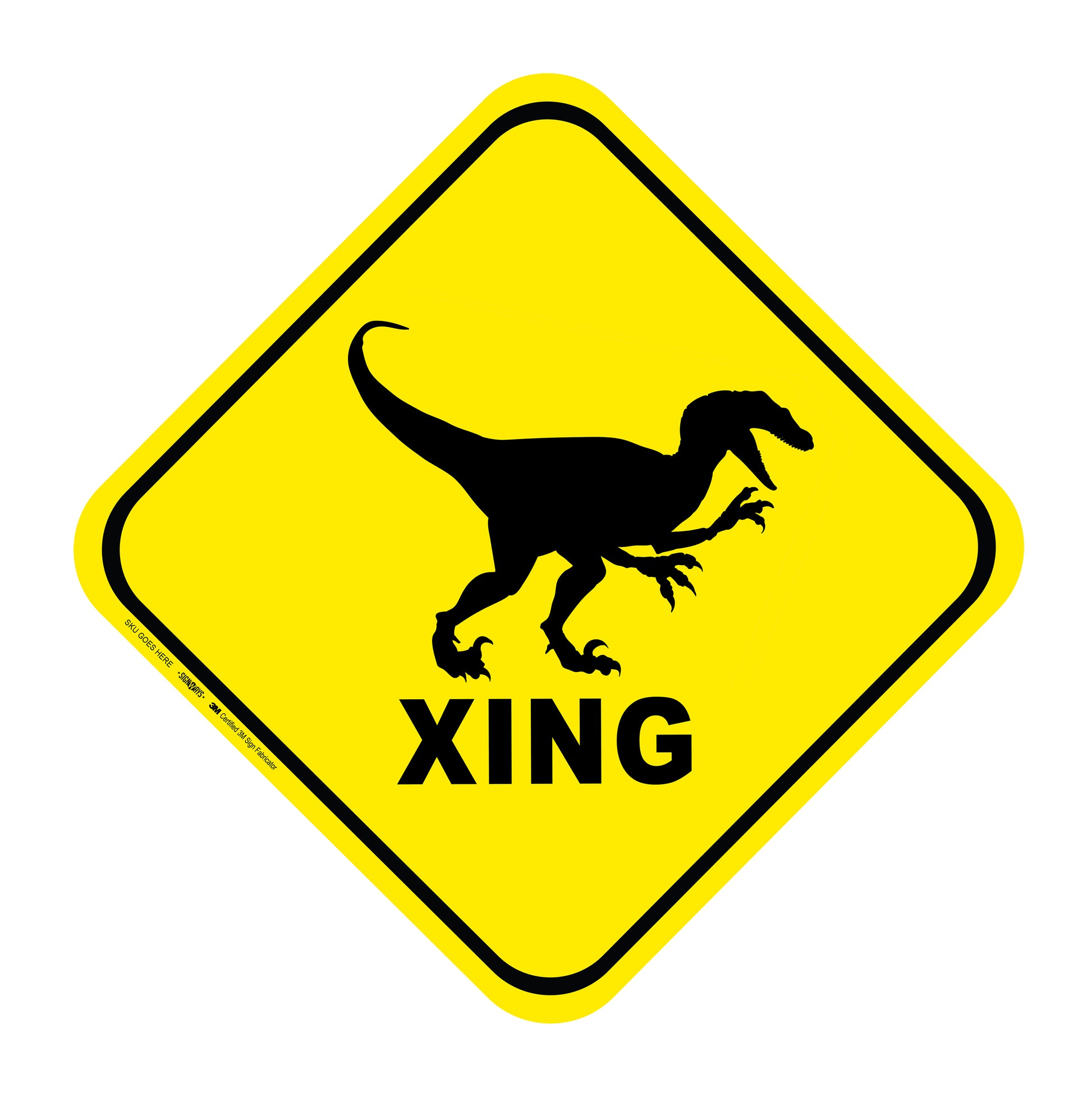 Velociraptor Crossing dinosaur sign