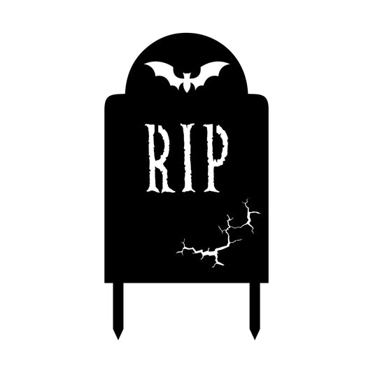 Halloween RIP Bat Tombstone, Powder Coated Aluminum Outdoor Yard Sign