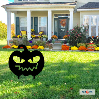 Halloween Spooky Eyes Pumpkin, Powder Coated Aluminum Outdoor Yard Sign