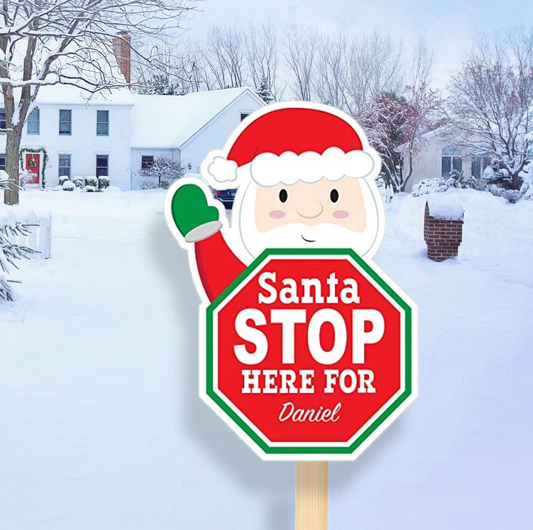 Customizable Christmas Santa Stop Here Sign