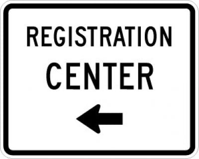 Registration Center Left Arrow Sign
