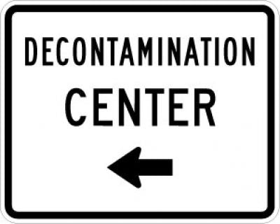 Decontamination Center Left Arrow Sign