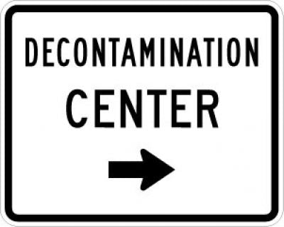 Decontamination Center Right Arrow Sign