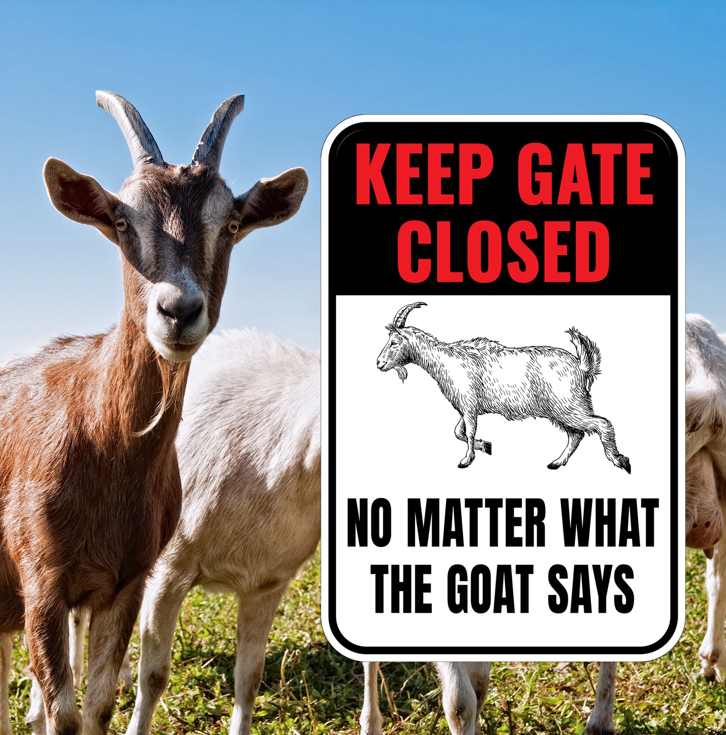 Keep Gate Closed No Matter What The Goat Says Sign